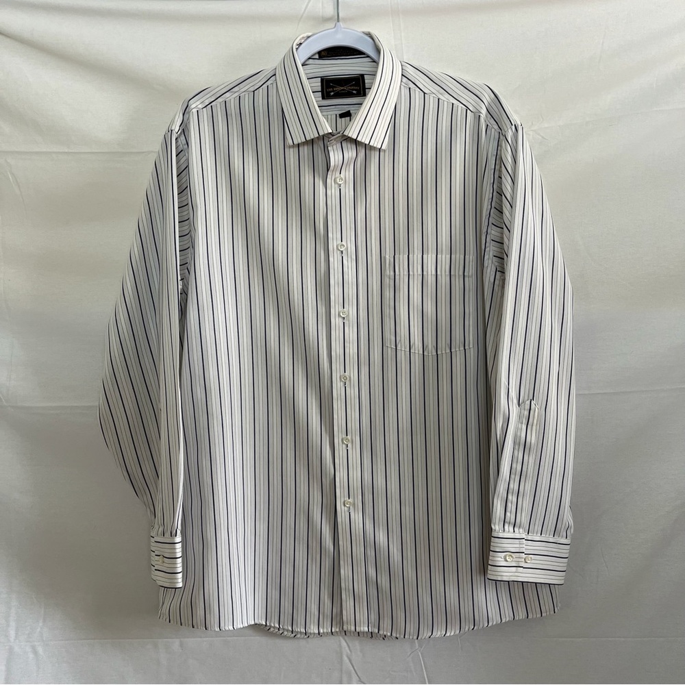The Arrow Company Blue and White Stripe WrinkleFree Dress Shirt Size 161/2